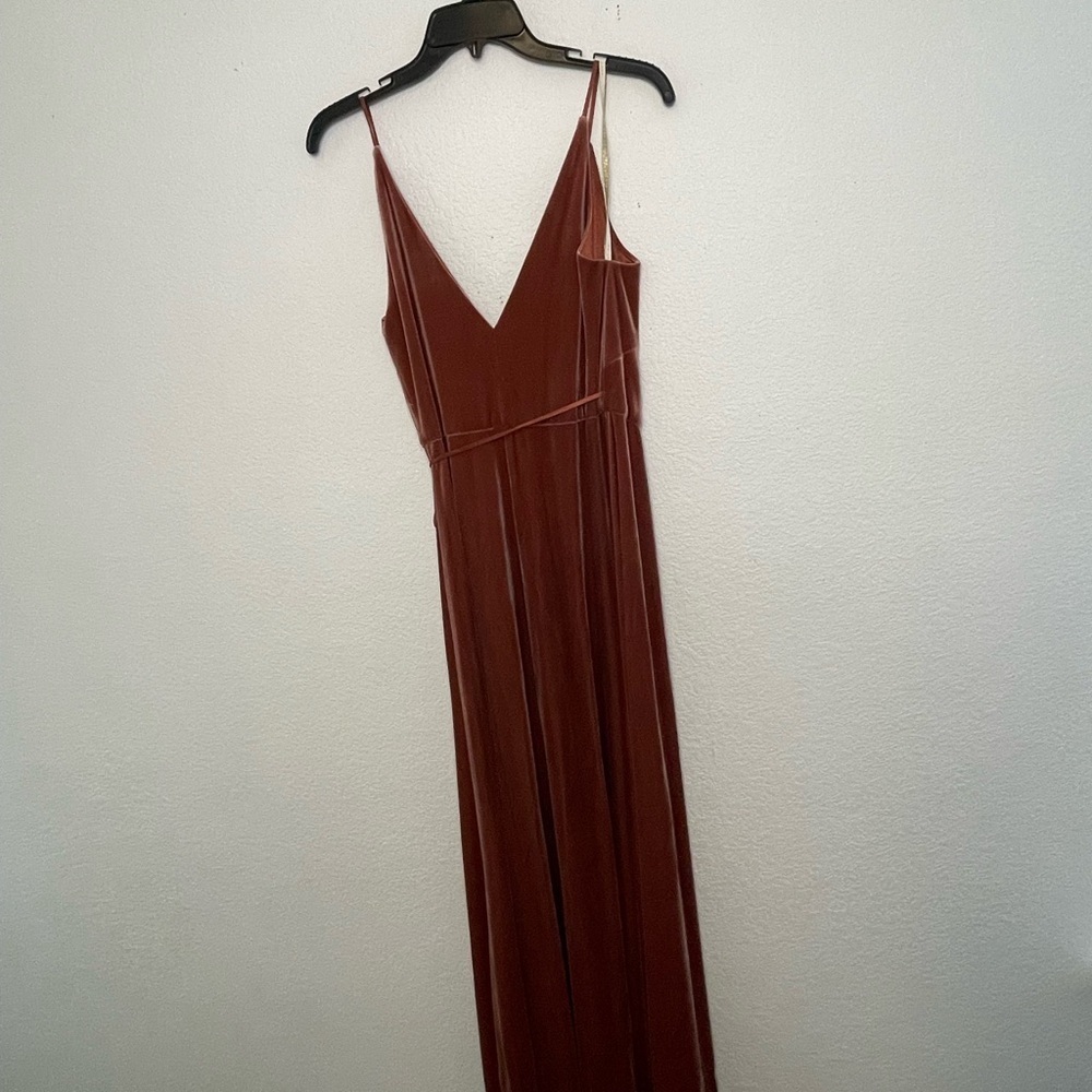 Jenny Yoo dress maxi velvet NWT sz 6 wrap “Andi” bridesmaid dress rose color - Picture 6 of 8
